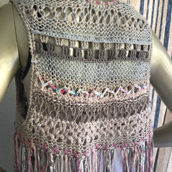 EUC Free People A Stitch In Time Crochet Knit Fringe Sweater Vest - Picture 9 of 10